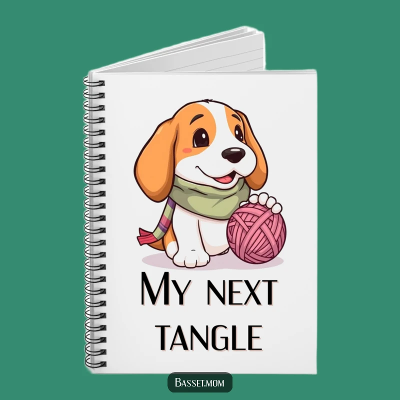 Funny Basset Hound Yarn Ball Notebook - Creative Dog Gift for Scarf Lovers' Ideas