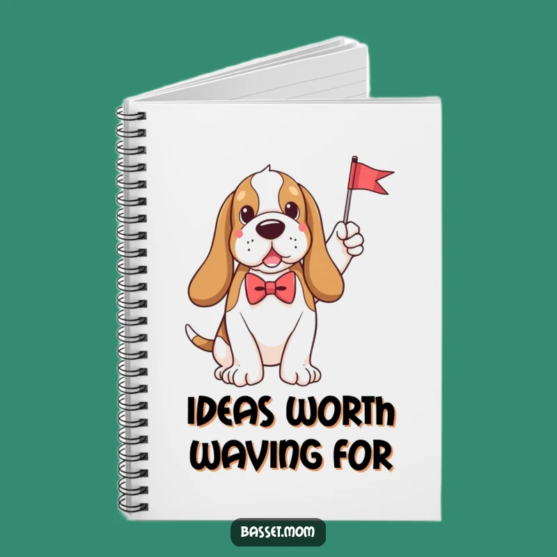 Funny Smart Basset Hound Bow Tie Flag Notebook - Journal Gift