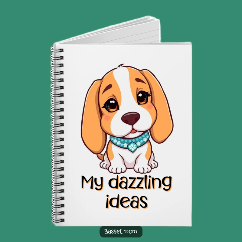 Funny Basset Hound Winking Notebook - Sparkly Collar Journal Gift