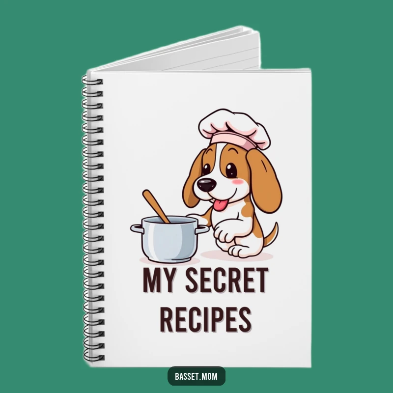 Funny Basset Hound Chef Notebook - Enthusiastic Dog Recipe Journal