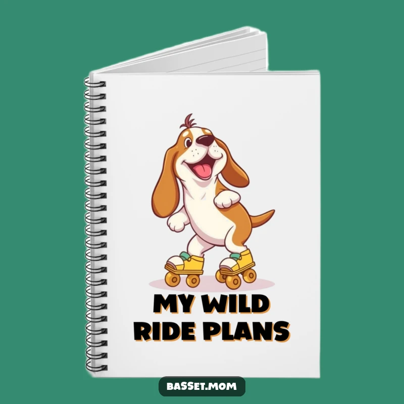 Funny Energetic Basset Hound Roller Skates Notebook - Journal Gift