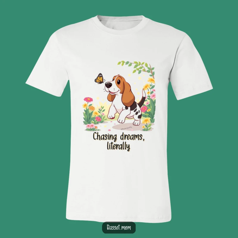 Funny Basset Hound Butterfly Chase T-Shirt: Hilarious Dog Lover Tee, Perfect Gift
