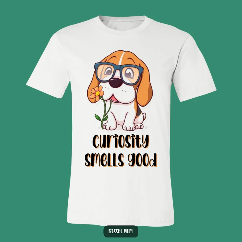 Funny Basset Hound Glasses T-Shirt - Curious & Stylish Dog Tee Gift