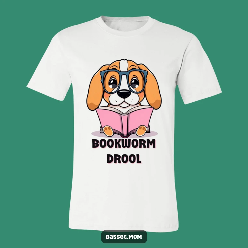 Funny Basset Hound Bookworm T-Shirt - Glasses Dog Reading Tee, Humorous Gift