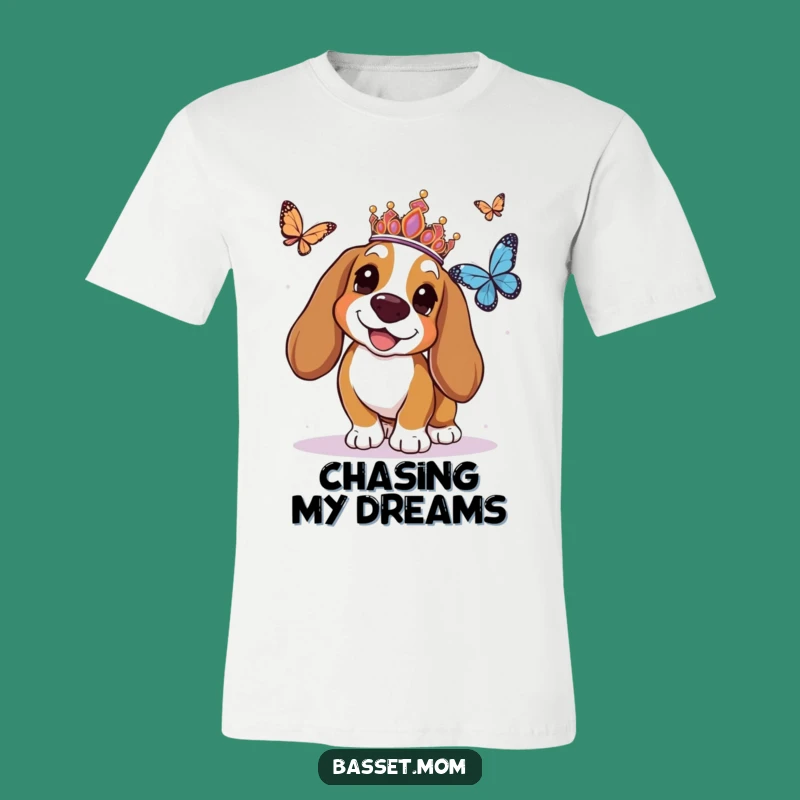 Funny Basset Hound Butterfly Chase T-Shirt - Hilarious Regal Pup Tee Gift