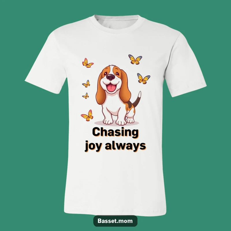 Funny Basset Hound Butterfly Hunter T-Shirt - Comical Pet Apparel