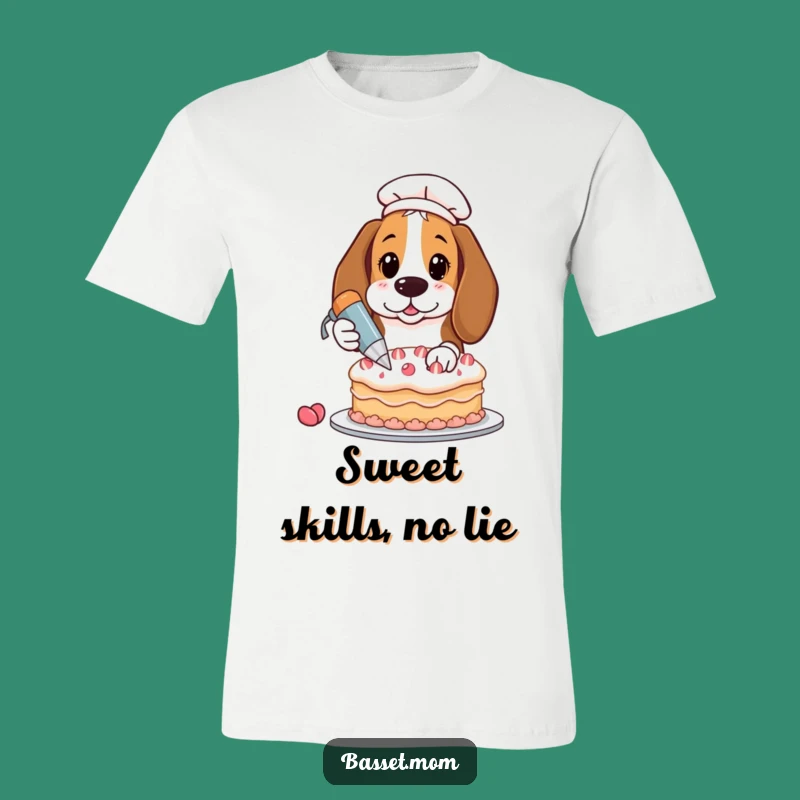Funny Basset Hound Cake Decorator T-Shirt - Hilarious Pastry Chef Dog Gift