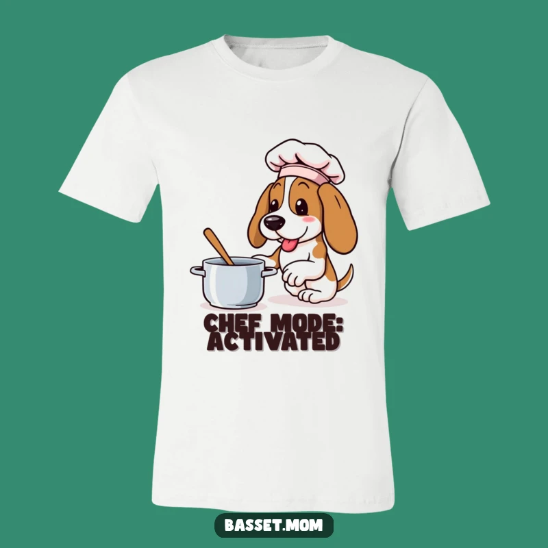 Funny Basset Hound Chef T-Shirt - Enthusiastic Cook Dog Tee Gift