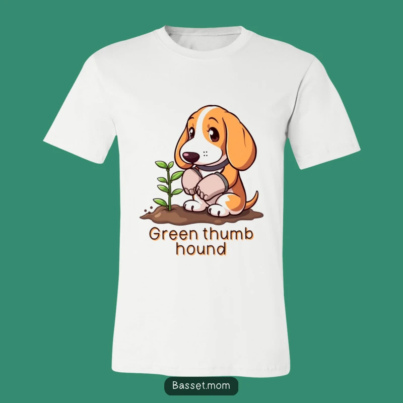Funny Basset Hound Gardener Tee - Cute Sprout Planting T-Shirt Gift