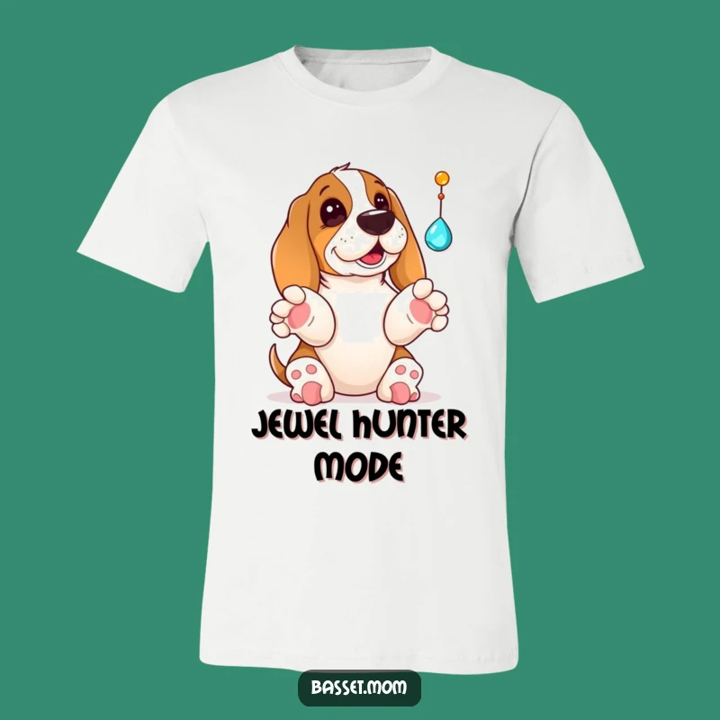 Funny Basset Hound Jewel Tease T-Shirt - Comical Dog Apparel
