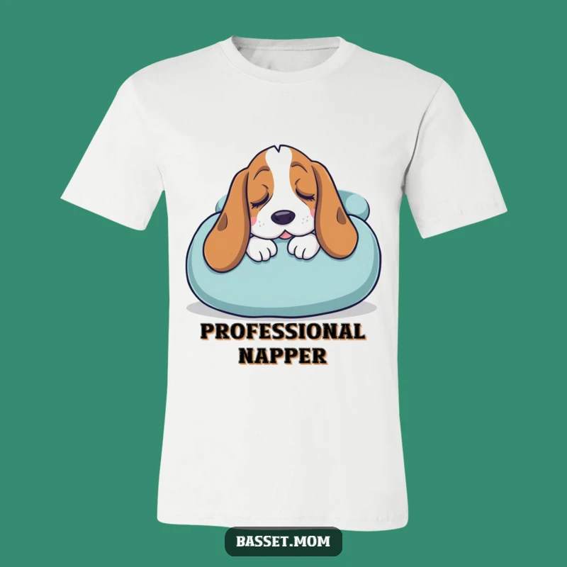 Funny Basset Hound Sleepy T-Shirt: Giant Cushion Hug Tee