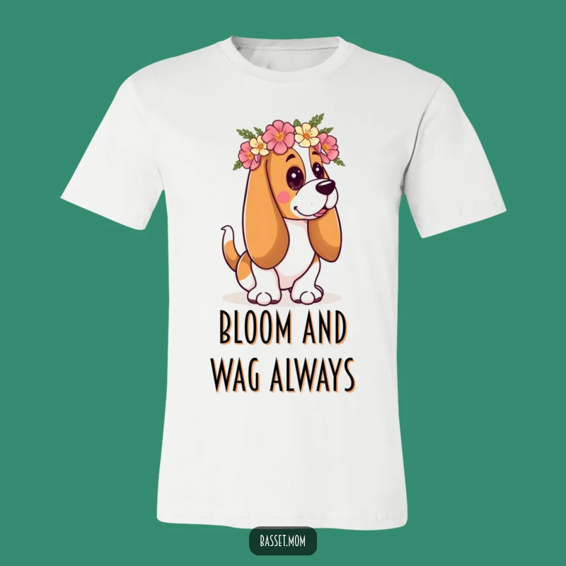 Funny Floral Basset Hound Tee: Wagging Tail Happiness & Style Gift