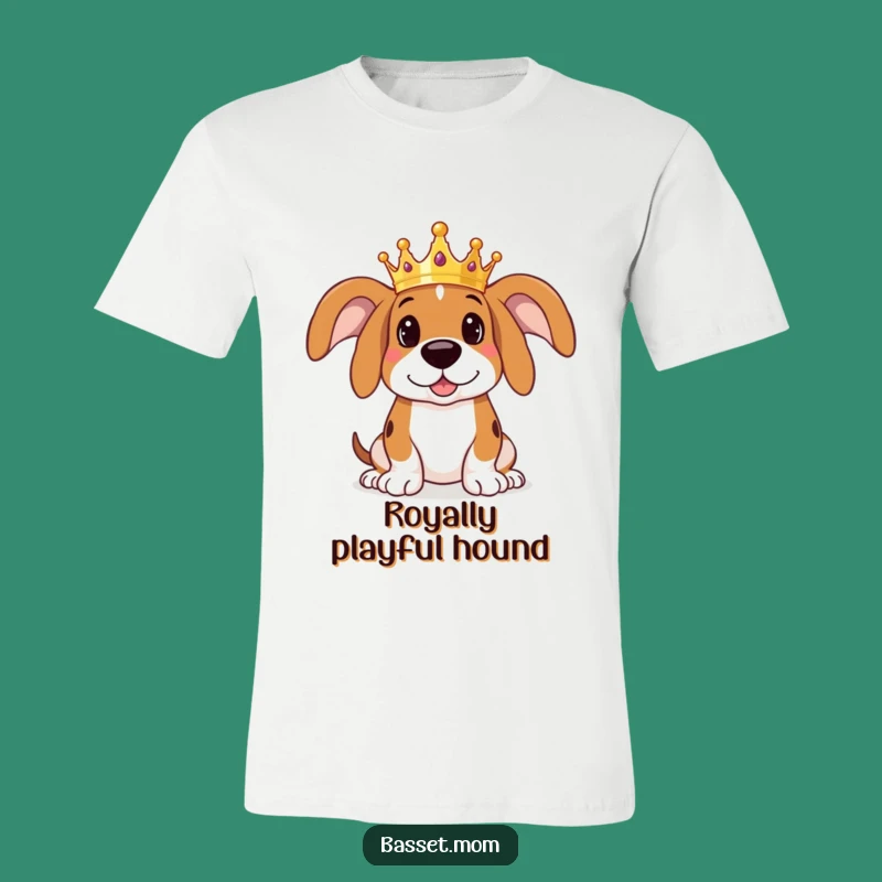Funny Royal Basset Hound Crown T-Shirt - Playful Pet Apparel