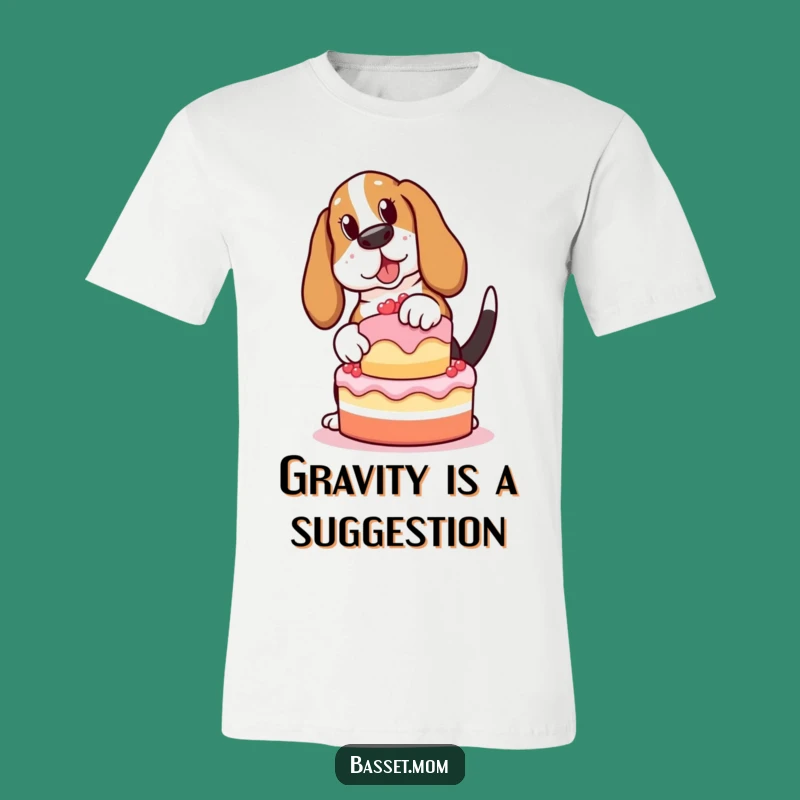 Funny Basset Hound Cake Balancing T-Shirt - A Hilarious Dog Tee Gift!