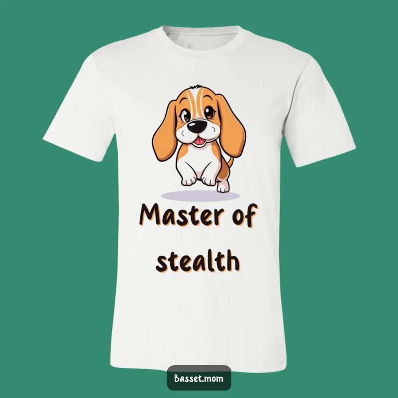 Funny Basset Hound Tiptoeing T-Shirt: Wear Your Mischief with Pride