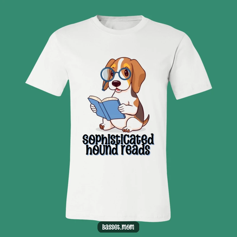 Funny Basset Hound Monocle Book T-Shirt - Dapper Dog Apparel Gift