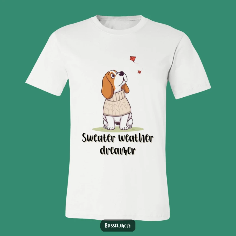 Funny Basset Hound Sweater T-Shirt: Kite Watching Comfort Tee