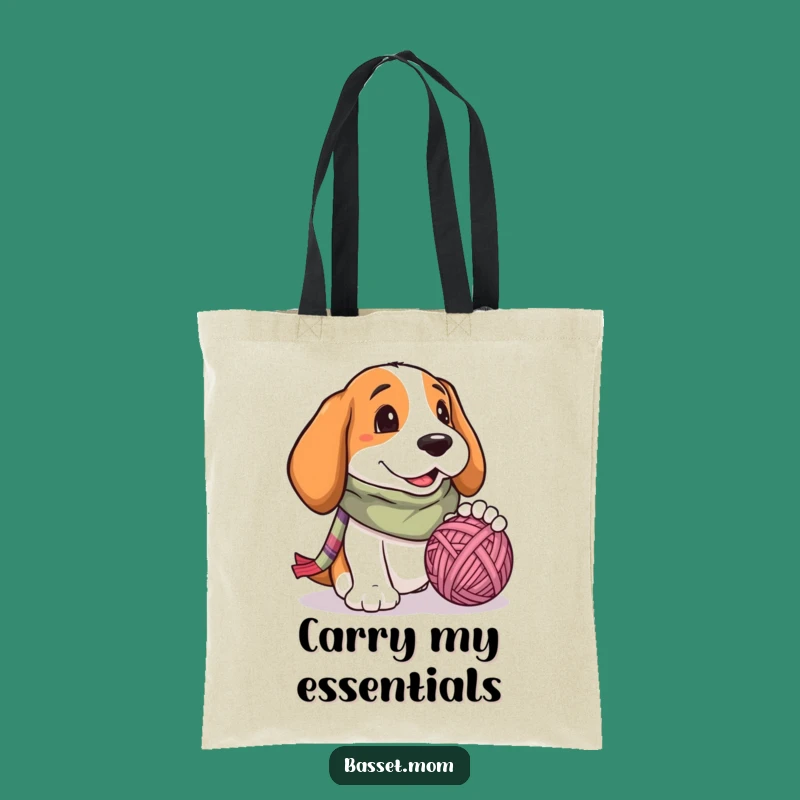 Funny Basset Hound Yarn Ball Tote Bag - Chic & Playful Dog Gift for Scarf Adorers