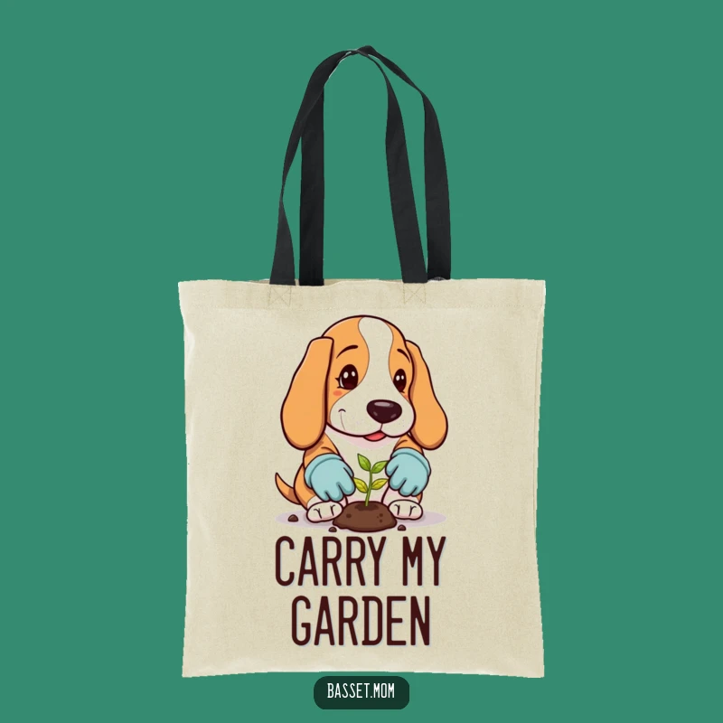 Funny Gardener Basset Hound Tote Bag: Humorous Garden Carryall, Perfect Gift