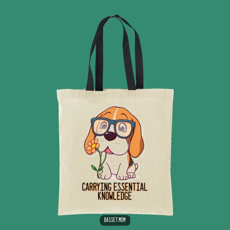 Funny Basset Hound Glasses Tote Bag - Curious Dog Accessory