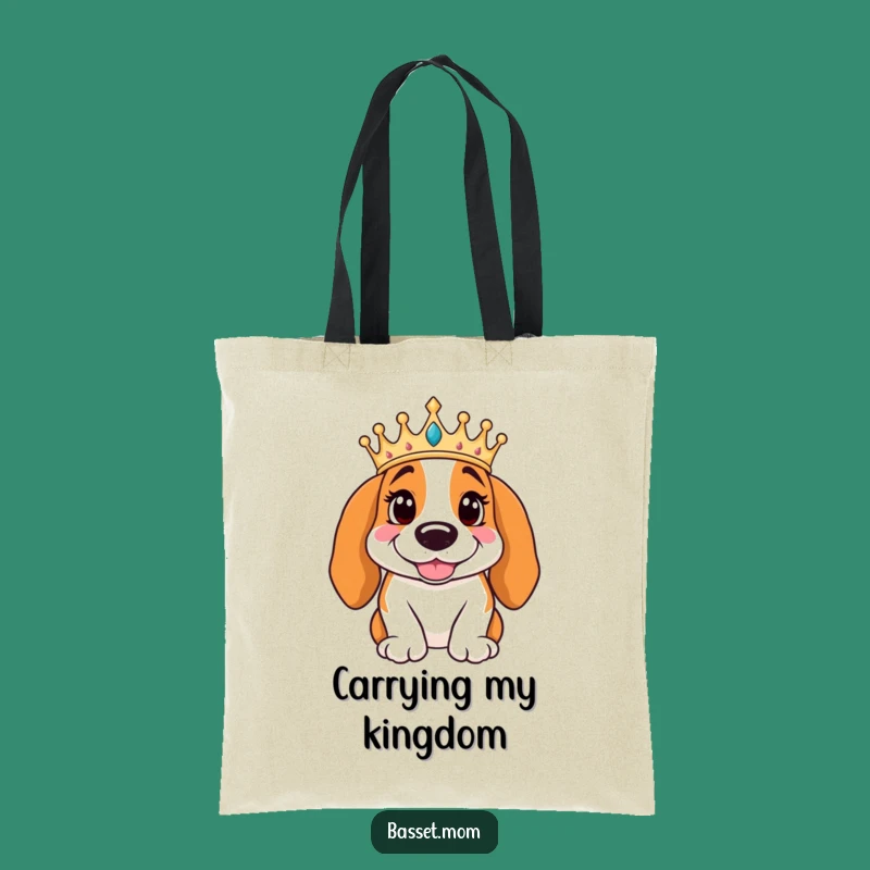 Funny Basset Hound King Tote Bag - Regal Crown Smiling Accessory