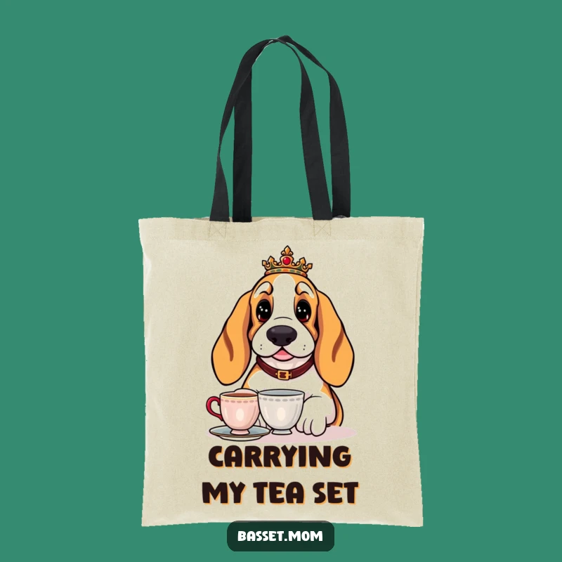 Funny Basset Hound Tea Tote Bag - Regal Dog Carry-All for Tea Lovers