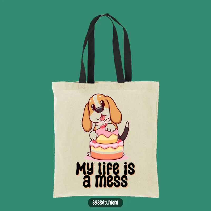 Funny Basset Hound Cake Balance Tote Bag - Eco-Friendly Dog Gift!
