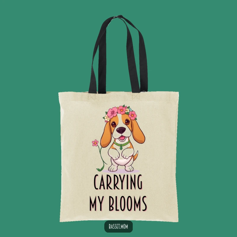 Funny Basset Hound Floral Tote Bag - Eco-Friendly Cute Dog Shopping Gift