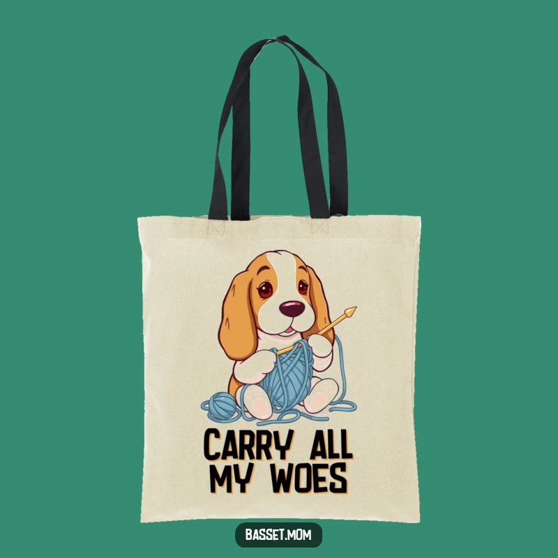 Funny Basset Hound Knitting Tote Bag: Hilarious Yarn Chaos, Stylish Carry-All, Perfect Gift!
