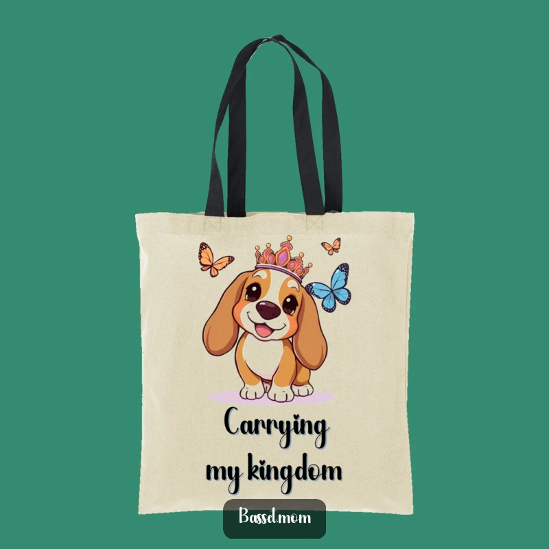 Funny Basset Hound Tiara Tote Bag - Hilarious Regal Dog Carry-All