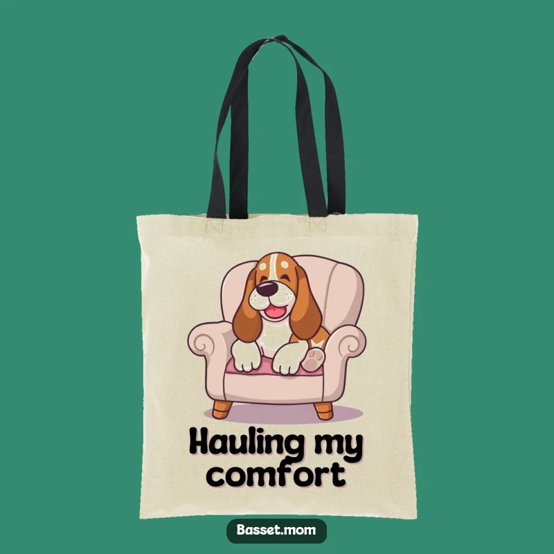 Funny Happy Sigh Basset Hound Tote Bag: Lounging Comfort - Carry Your Calm Funny Gift