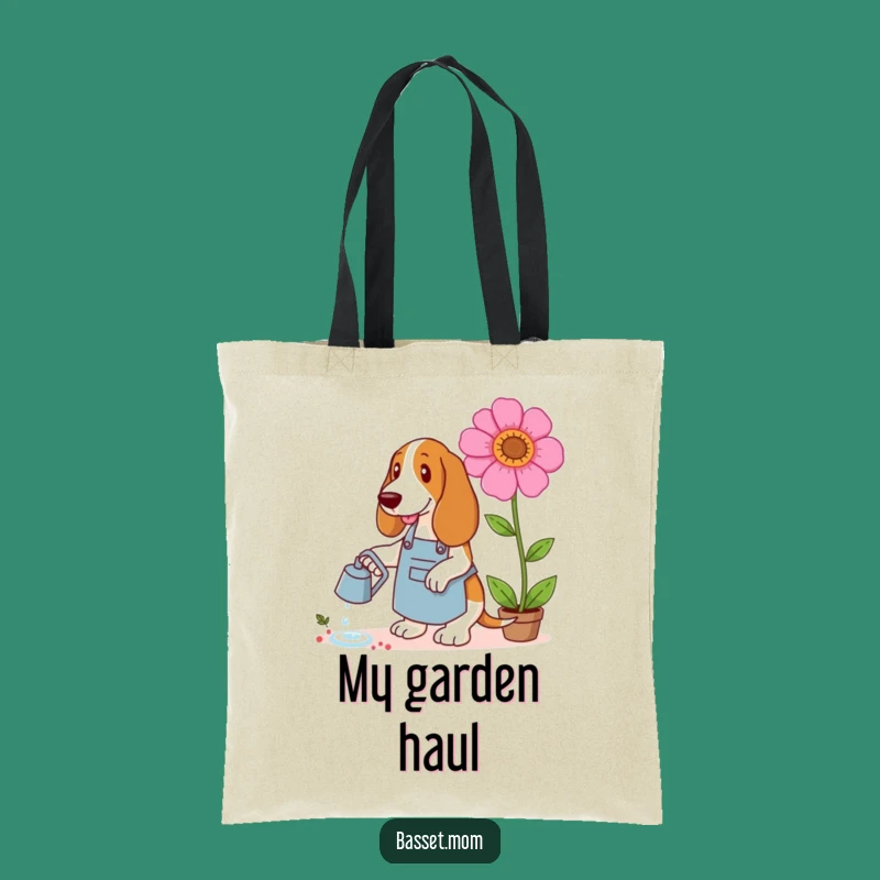 Funny Basset Hound Gardener Tote Bag - Apron Dog Accessory Gift
