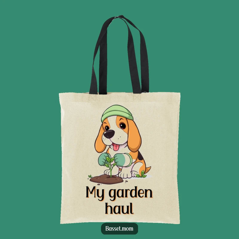 Funny Basset Hound Gardener Tote Bag - Plant Lover Accessory Gift