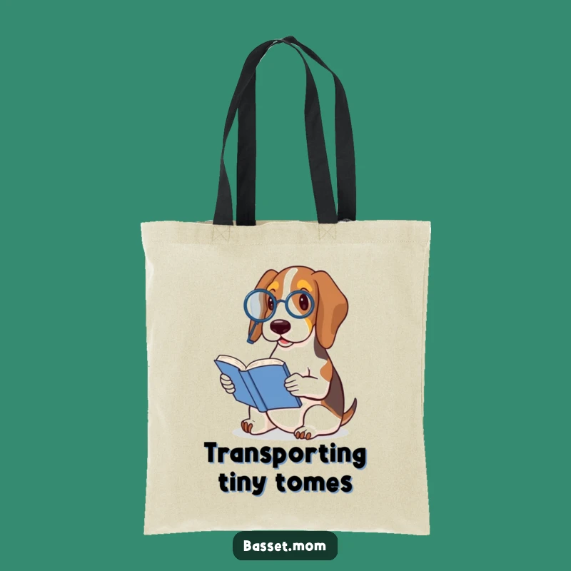 Funny Basset Hound Monocle Book Tote Bag - Carry Your Books in Style